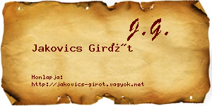 Jakovics Girót névjegykártya